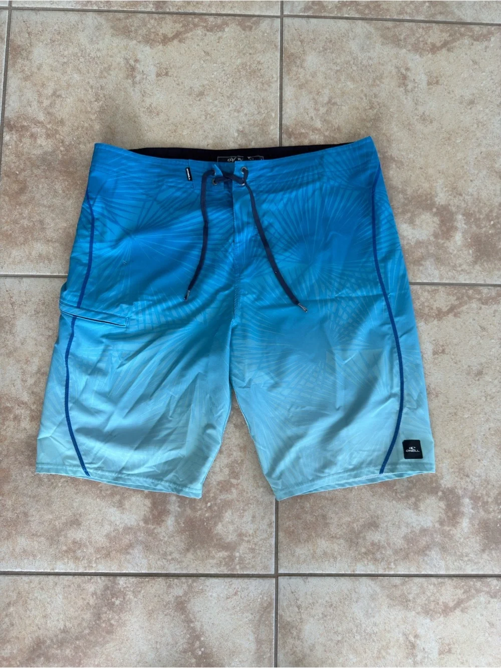 Quiksilver Men's Blue Ombre Palm-Print Board Shorts
